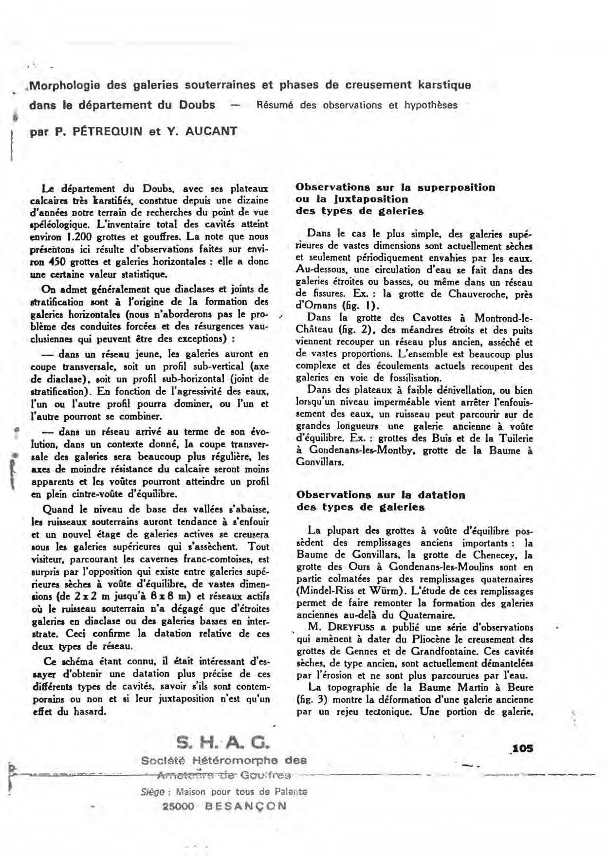 Publié dans Bulletin de la Fédération des sociétés d'histoire naturelle de Franche-Comté > N° 72, fasc. 4 (Décembre 1974) . - p. 105-109